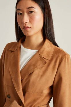 Trench lungo in jersey - Marrone