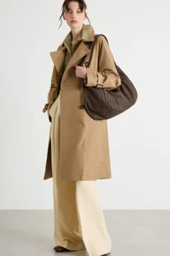 Trench midi doppiopetto in twill antigoccia - Cammello