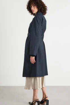 Trench monopetto in twill antigoccia - Blu