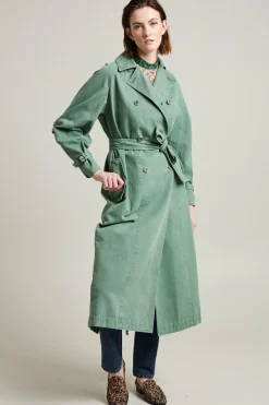Trench oversize in canvas - Verde Salvia