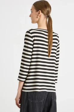 T-shirt a coste - Bianco Nero