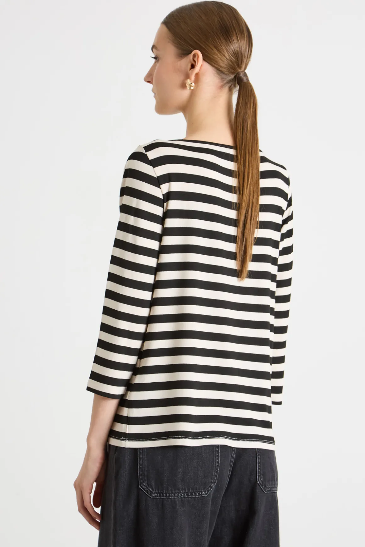 T-shirt a coste - Bianco Nero