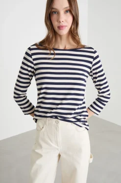 T-shirt a coste - Blu Nero