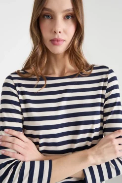 T-shirt a coste - Blu Nero