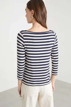 T-shirt a coste - Blu Nero