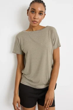 T-shirt aderente - Beige Marrone