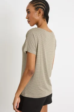 T-shirt aderente - Beige Marrone