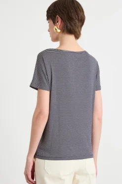 T-shirt aderente - Blu Bianco