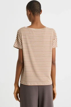 T-shirt aderente - Marrone Bianco