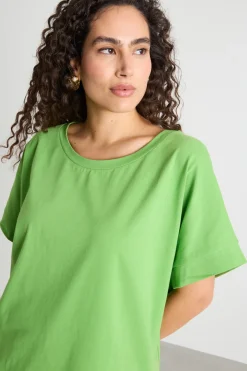 T-shirt ampia con manica a kimono - Verde