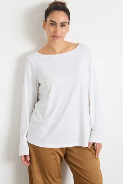T-shirt ampia con maniche lunghe - Bianco