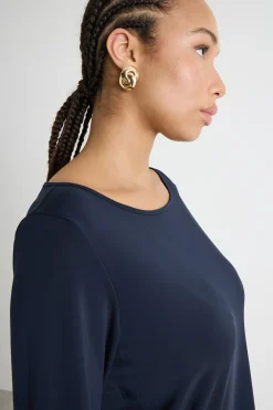 T-shirt ampia con maniche lunghe - Blu