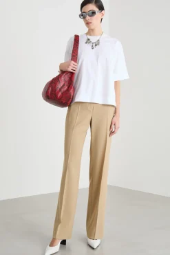 T-shirt ampia con piccoli spacchi laterali - Bianco