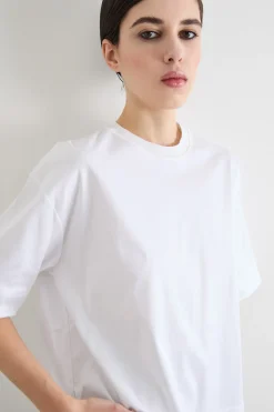 T-shirt ampia con piccoli spacchi laterali - Bianco