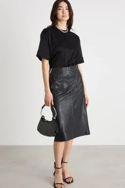 T-shirt ampia con piccoli spacchi laterali - Nero