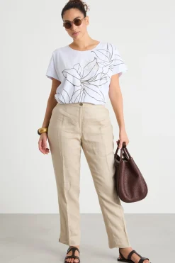T-shirt ampia in jersey con stampa - Bianco