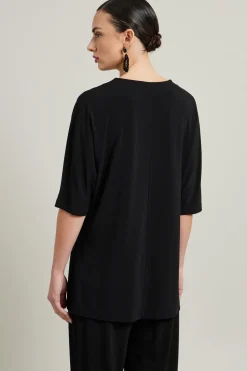 T-shirt a tunica in jersey - Nero