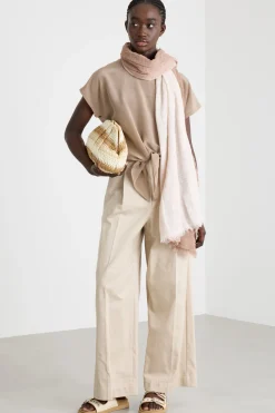 T-shirt bimateriale - Beige
