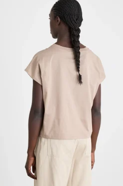 T-shirt bimateriale - Beige