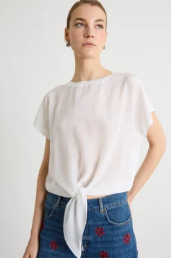 T-shirt bimateriale - Bianco