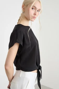 T-shirt bimateriale - Nero