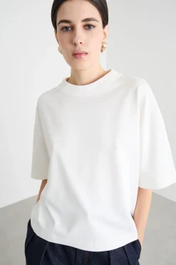 T-shirt boxy a spalla scesa - Bianco