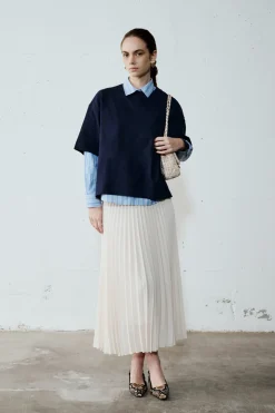T-shirt boxy a spalla scesa - Blu