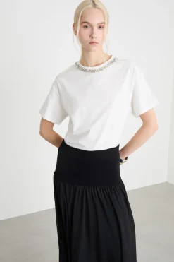 T-shirt boxy con strass - Bianco