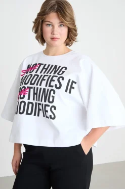 T-shirt boxy in jersey - Bianco