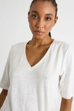 T-shirt con ampio scollo a V - Bianco