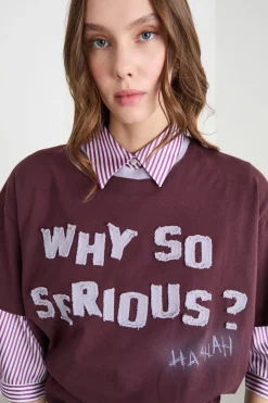 T-shirt con applicazioni - Bordeaux