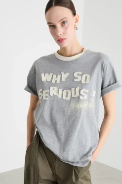 T-shirt con applicazioni - Grigio