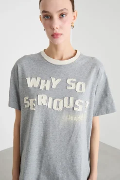 T-shirt con applicazioni - Grigio