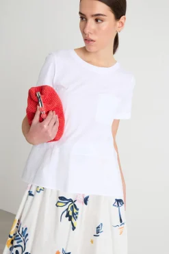 T-shirt con balza - Bianco