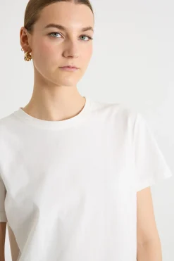 T-shirt con bordo ricamato - Bianco
