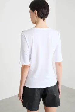 T-shirt con bottoni decorativi - Bianco