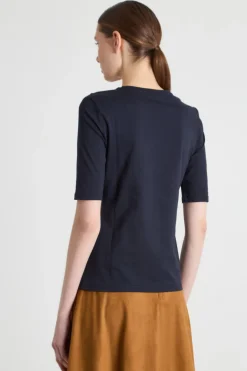 T-shirt con bottoni decorativi - Blu