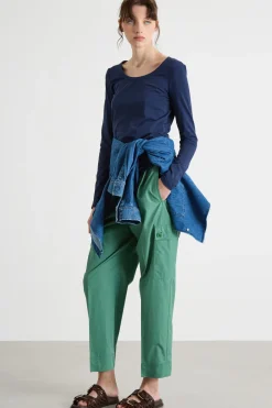 T-shirt con drappeggi - Blu