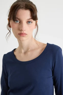 T-shirt con drappeggi - Blu