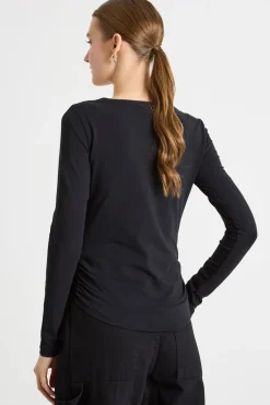 T-shirt con drappeggi - Nero
