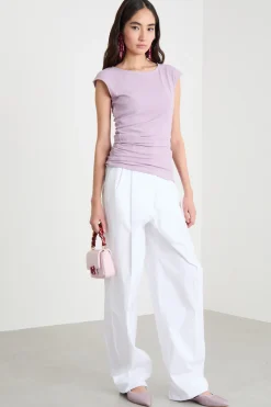 T-shirt con drappeggio - Lilla