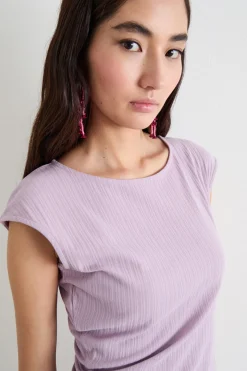 T-shirt con drappeggio - Lilla