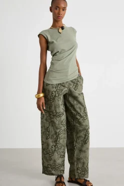 T-shirt con drappeggio - Verde