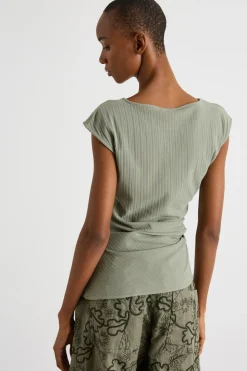 T-shirt con drappeggio - Verde
