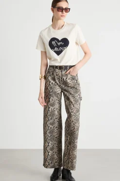 T-shirt con fantasia - Avorio Nero