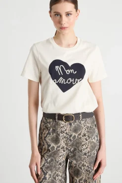 T-shirt con fantasia - Avorio Nero