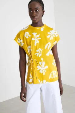 T-shirt con fiocco - Giallo Bianco