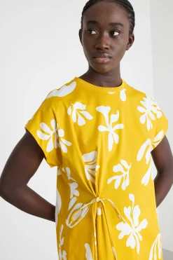 T-shirt con fiocco - Giallo Bianco