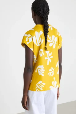 T-shirt con fiocco - Giallo Bianco
