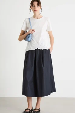 T-shirt con fondo smerlato - Bianco